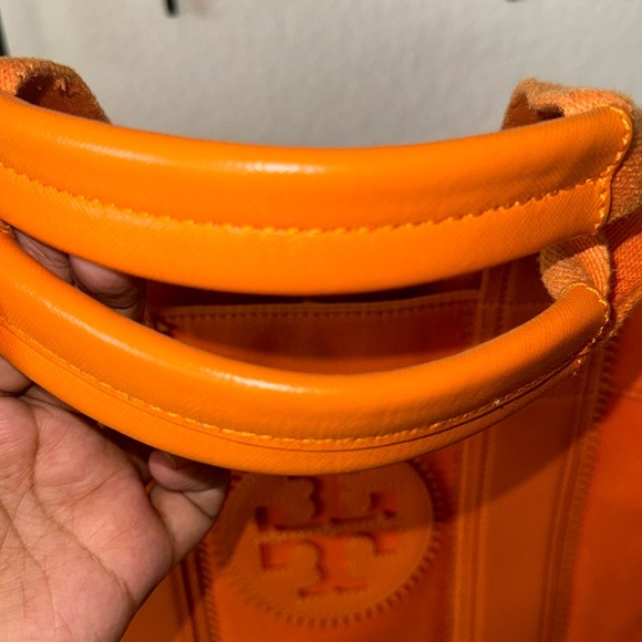 Tory Burch Ella Tote Bag Orange Medium Size - Picture 15 of 16